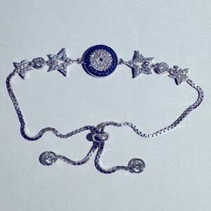 🧿925 Silver evileye star bracelet bolo cz stones